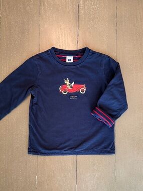 Janie and Jack Boys’ Long-Sleeve Navy Blue & Red “Reversible Tee” • Size 4